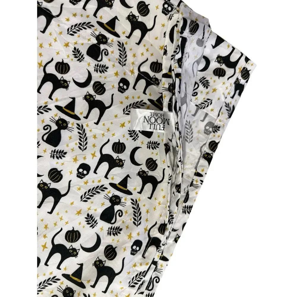 Spooky Black Cat Flat Sheet Full Size Microfiber Halloween Halloween Full Moon